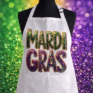 Mardi Gras Glitter print Apron